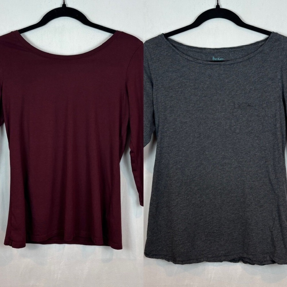 Set of 2 Boden 3/4 Sleeve Cotton Tees Size Womens 8 Casual Soft Lightweight